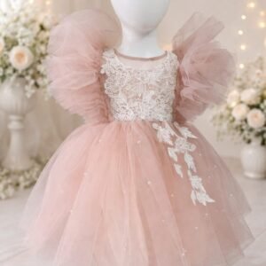 Pink net and lace frock