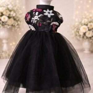 Vibrant black net frock