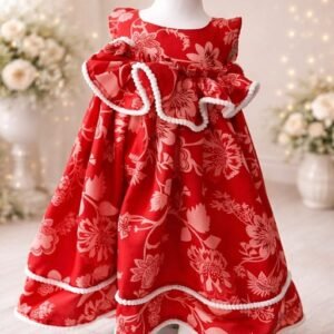 Red flowy floral frock